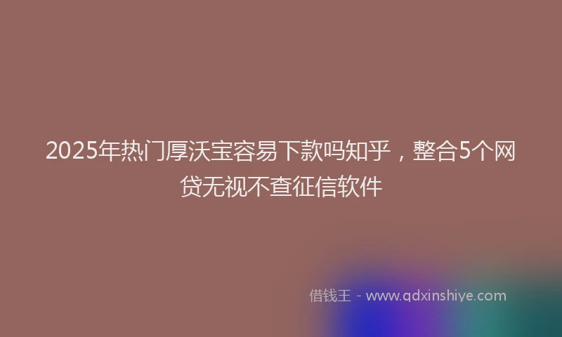 2025年热门厚沃宝容易下款吗知乎，整合5个网贷无视不查征信软件