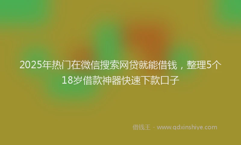 2025年热门在微信搜索网贷就能借钱，整理5个18岁借款神器快速下款口子