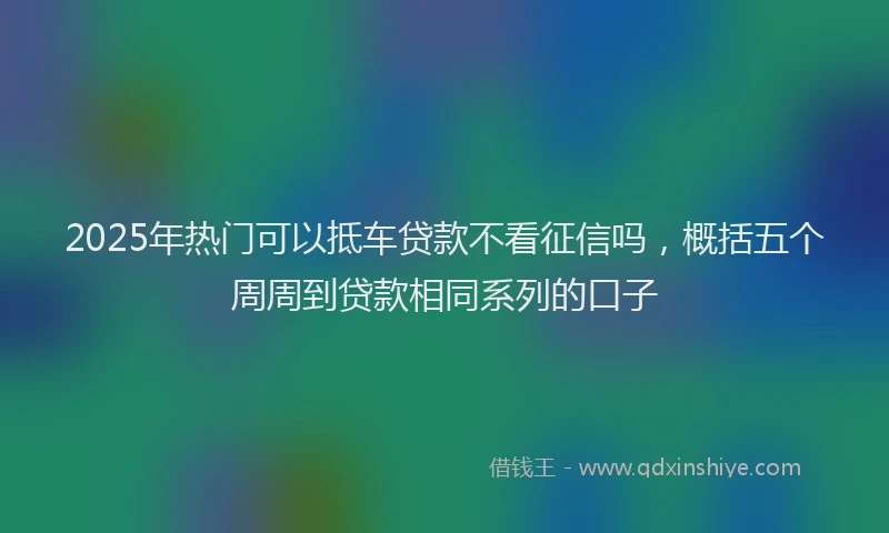 2025年热门可以抵车贷款不看征信吗，概括五个周周到贷款相同系列的口子
