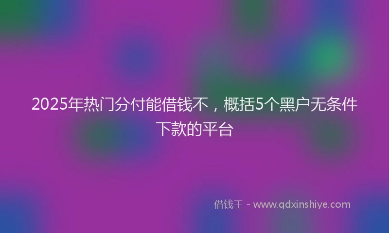 2025年热门分付能借钱不，概括5个黑户无条件下款的平台