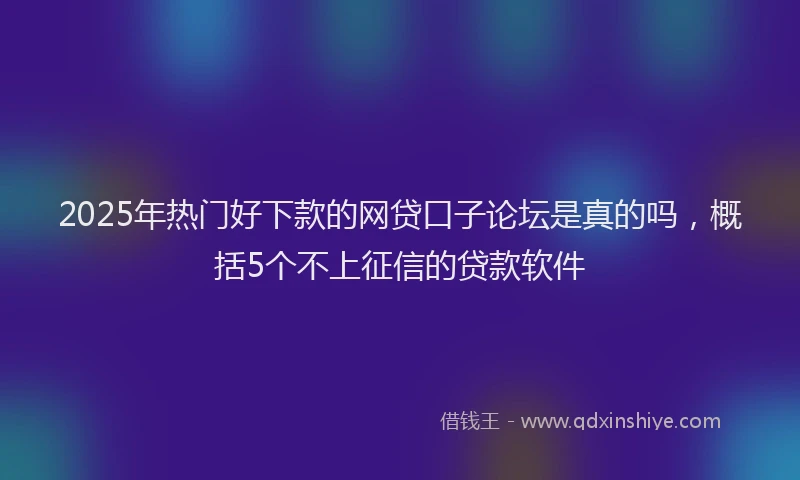 2025年热门好下款的网贷口子论坛是真的吗，概括5个不上征信的贷款软件