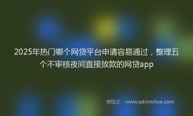 2025年热门哪个网贷平台申请容易通过，整理五个不审核夜间直接放款的网贷app