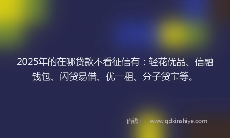 2025年的在哪贷款不看征信有：轻花优品、信融钱包、闪贷易借、优一租、分子贷宝等。