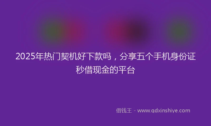 2025年热门契机好下款吗，分享五个手机身份证秒借现金的平台