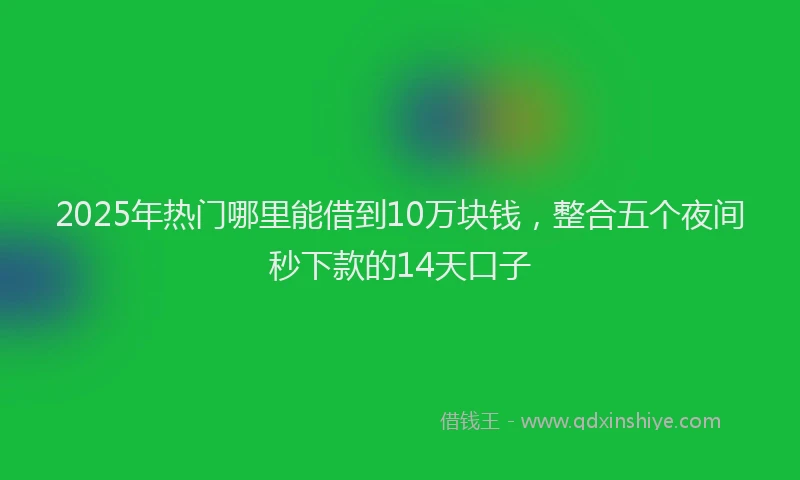 2025年热门哪里能借到10万块钱，整合五个夜间秒下款的14天口子