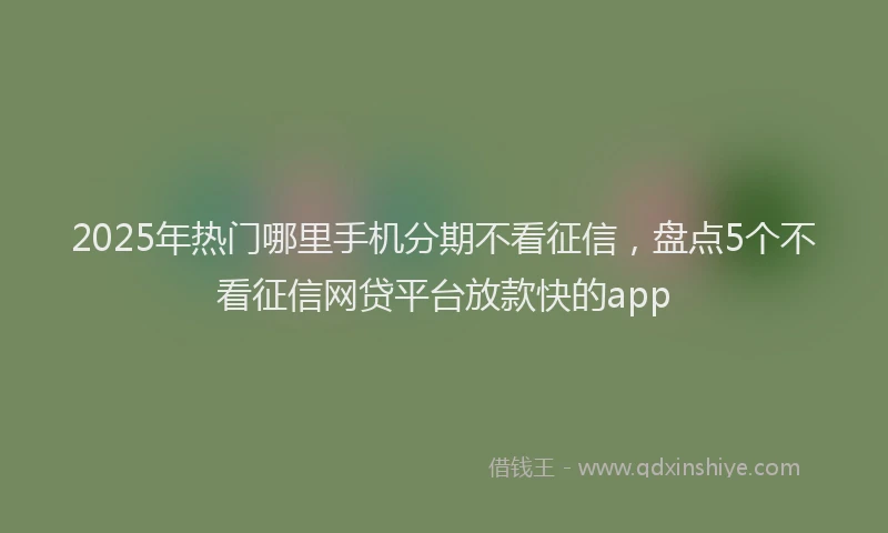 2025年热门哪里手机分期不看征信，盘点5个不看征信网贷平台放款快的app