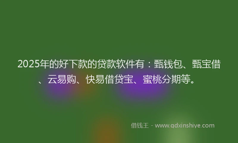 2025年的好下款的贷款软件有：甄钱包、甄宝借、云易购、快易借贷宝、蜜桃分期等。