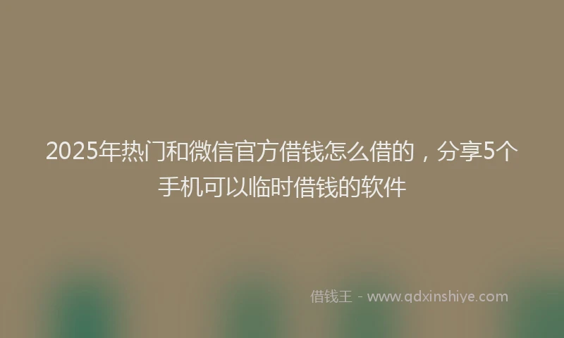 2025年热门和微信官方借钱怎么借的，分享5个手机可以临时借钱的软件