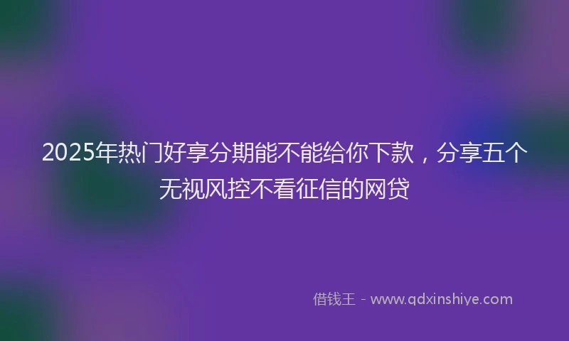 2025年热门好享分期能不能给你下款，分享五个无视风控不看征信的网贷