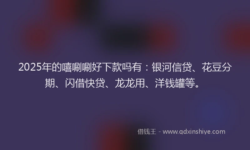 2025年的嘻唰唰好下款吗有：银河信贷、花豆分期、闪借快贷、龙龙用、洋钱罐等。