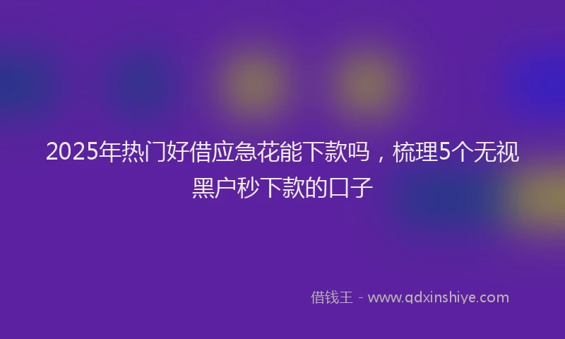 2025年热门好借应急花能下款吗，梳理5个无视黑户秒下款的口子