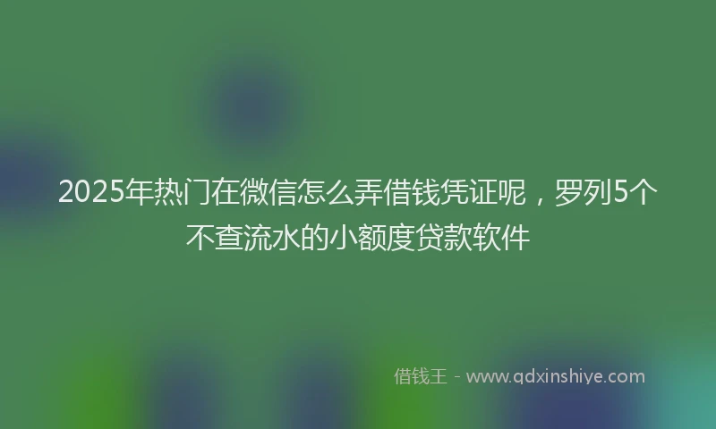 2025年热门在微信怎么弄借钱凭证呢，罗列5个不查流水的小额度贷款软件