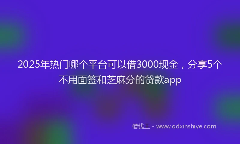 2025年热门哪个平台可以借3000现金，分享5个不用面签和芝麻分的贷款app