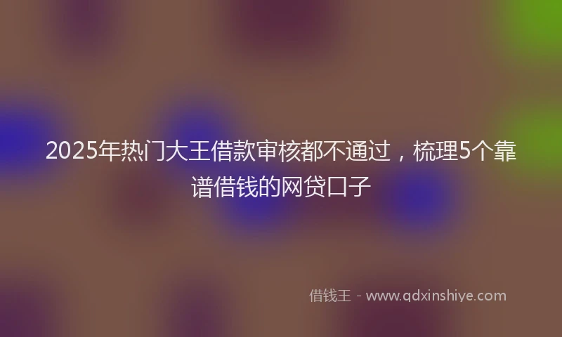2025年热门大王借款审核都不通过，梳理5个靠谱借钱的网贷口子