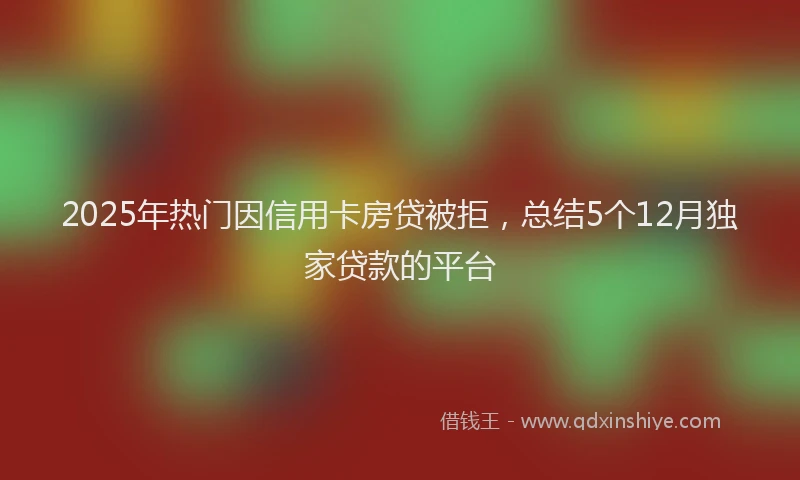 2025年热门因信用卡房贷被拒，总结5个12月独家贷款的平台