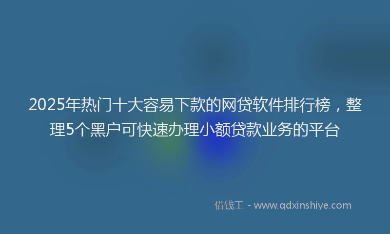 2025年热门十大容易下款的网贷软件排行榜，整理5个黑户可快速办理小额贷款业务的平台