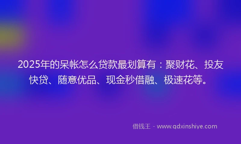 2025年的呆帐怎么贷款最划算有：聚财花、投友快贷、随意优品、现金秒借融、极速花等。