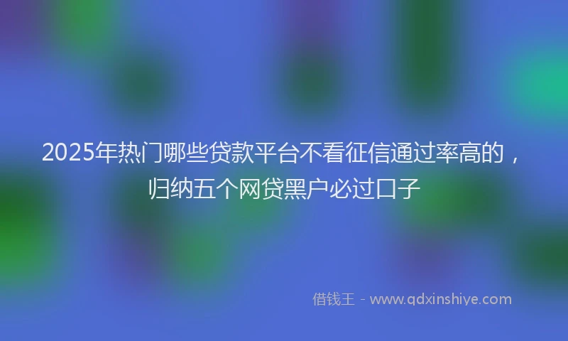 2025年热门哪些贷款平台不看征信通过率高的，归纳五个网贷黑户必过口子