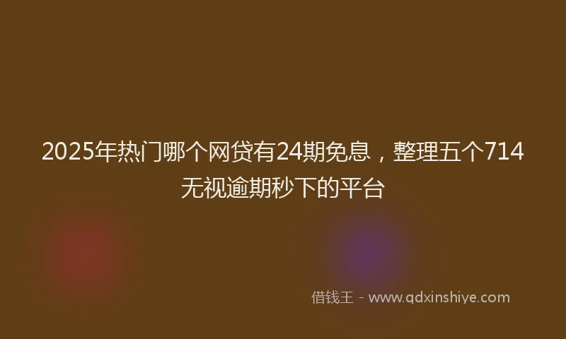 2025年热门哪个网贷有24期免息，整理五个714无视逾期秒下的平台