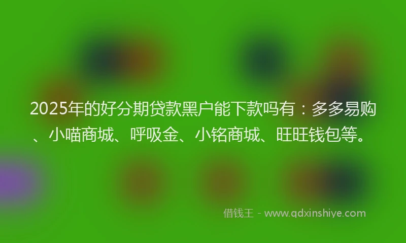2025年的好分期贷款黑户能下款吗有：多多易购、小喵商城、呼吸金、小铭商城、旺旺钱包等。