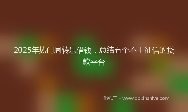 2025年热门周转乐借钱，总结五个不上征信的贷款平台