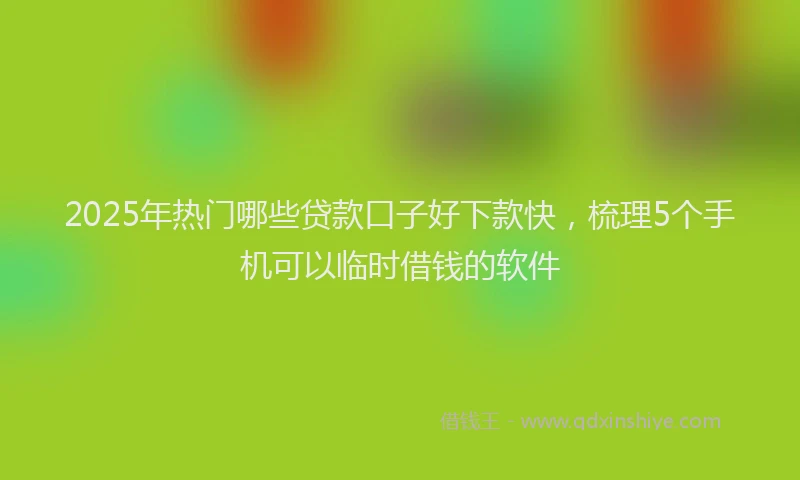 2025年热门哪些贷款口子好下款快，梳理5个手机可以临时借钱的软件