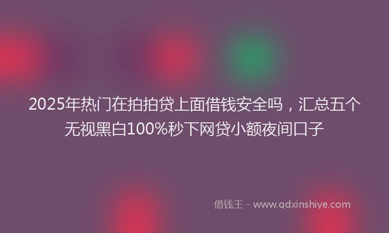 2025年热门在拍拍贷上面借钱安全吗，汇总五个无视黑白100%秒下网贷小额夜间口子