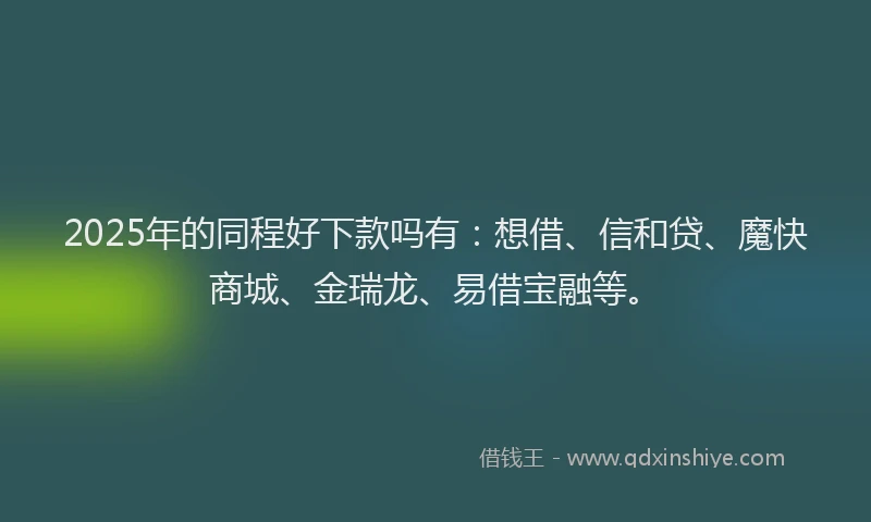 2025年的同程好下款吗有：想借、信和贷、魔快商城、金瑞龙、易借宝融等。