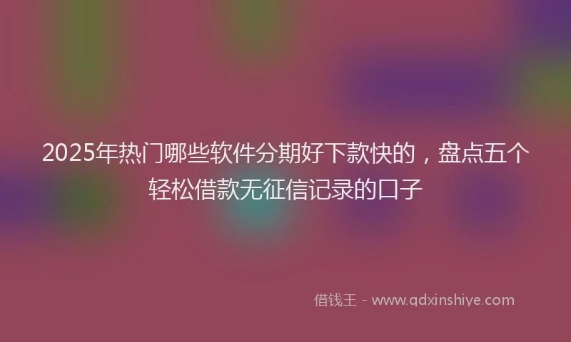 2025年热门哪些软件分期好下款快的，盘点五个轻松借款无征信记录的口子
