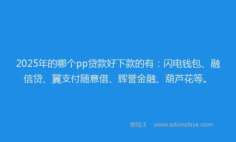 2025年的哪个pp贷款好下款的有：闪电钱包、融信贷、翼支付随意借、辉誉金融、葫芦花等。