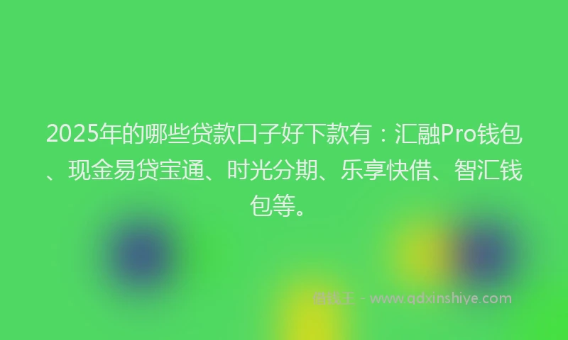 2025年的哪些贷款口子好下款有：汇融Pro钱包、现金易贷宝通、时光分期、乐享快借、智汇钱包等。