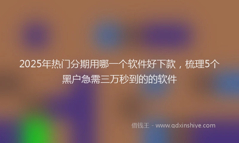 2025年热门分期用哪一个软件好下款，梳理5个黑户急需三万秒到的的软件