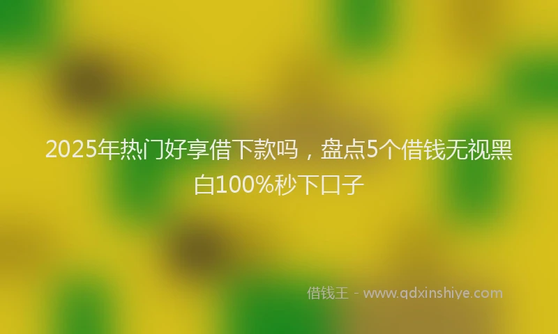 2025年热门好享借下款吗，盘点5个借钱无视黑白100%秒下口子