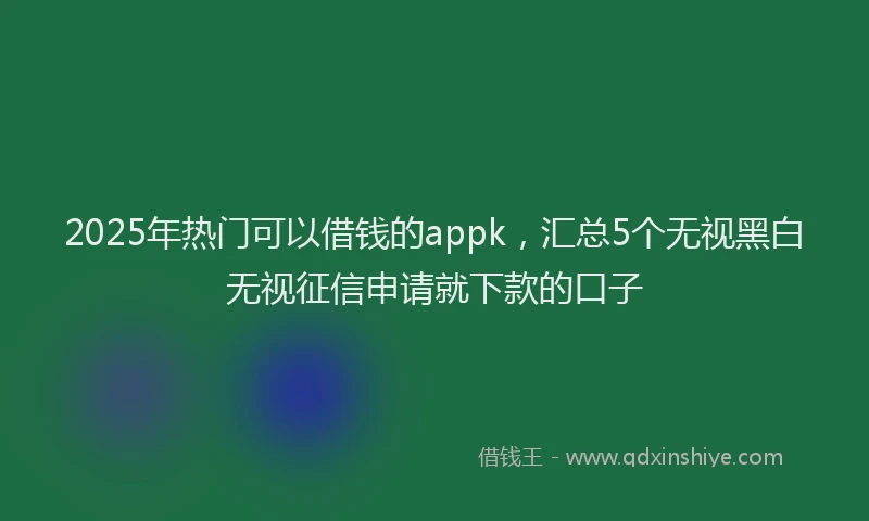 2025年热门可以借钱的appk，汇总5个无视黑白无视征信申请就下款的口子