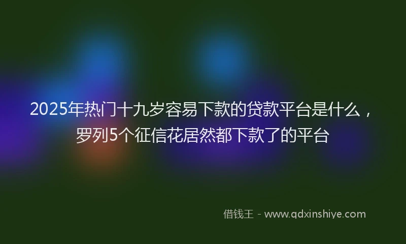 2025年热门十九岁容易下款的贷款平台是什么，罗列5个征信花居然都下款了的平台