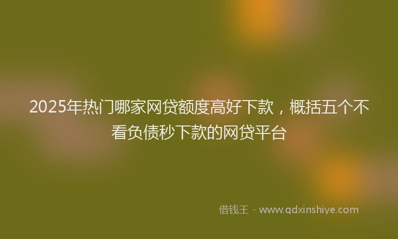 2025年热门哪家网贷额度高好下款，概括五个不看负债秒下款的网贷平台