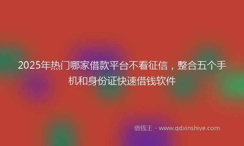 2025年热门哪家借款平台不看征信，整合五个手机和身份证快速借钱软件