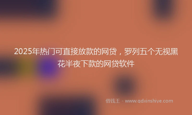 2025年热门可直接放款的网贷，罗列五个无视黑花半夜下款的网贷软件
