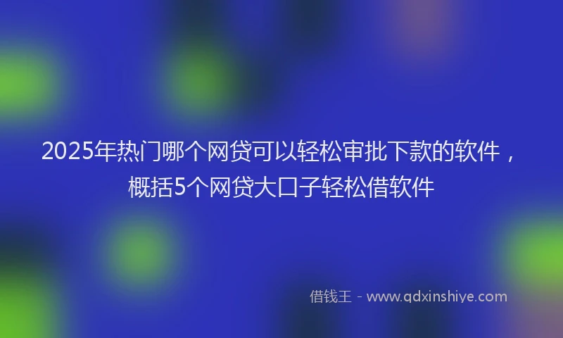 2025年热门哪个网贷可以轻松审批下款的软件，概括5个网贷大口子轻松借软件