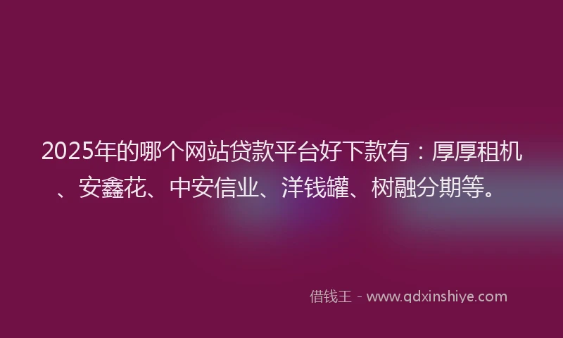 2025年的哪个网站贷款平台好下款有：厚厚租机、安鑫花、中安信业、洋钱罐、树融分期等。