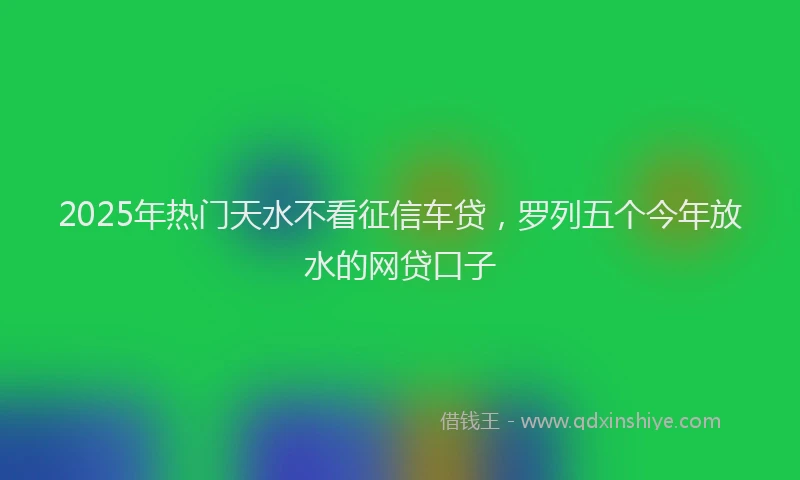 2025年热门天水不看征信车贷，罗列五个今年放水的网贷口子