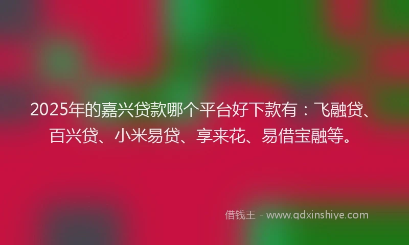 2025年的嘉兴贷款哪个平台好下款有：飞融贷、百兴贷、小米易贷、享来花、易借宝融等。