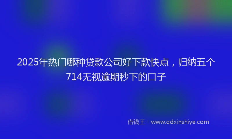 2025年热门哪种贷款公司好下款快点，归纳五个714无视逾期秒下的口子