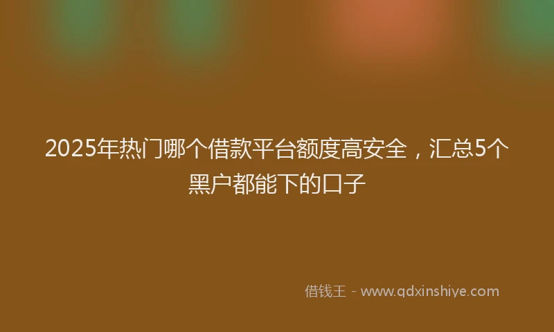2025年热门哪个借款平台额度高安全，汇总5个黑户都能下的口子