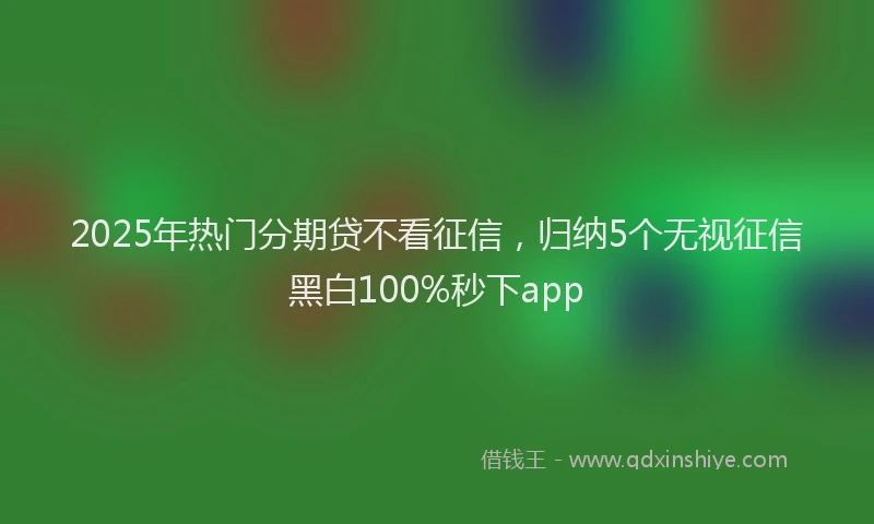 2025年热门分期贷不看征信，归纳5个无视征信黑白100%秒下app