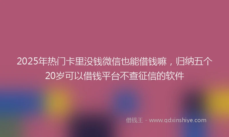 2025年热门卡里没钱微信也能借钱嘛，归纳五个20岁可以借钱平台不查征信的软件
