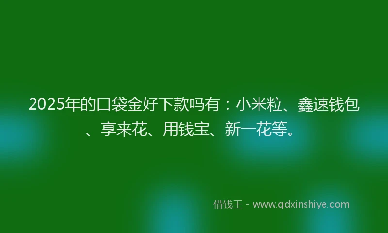 2025年的口袋金好下款吗有：小米粒、鑫速钱包、享来花、用钱宝、新一花等。