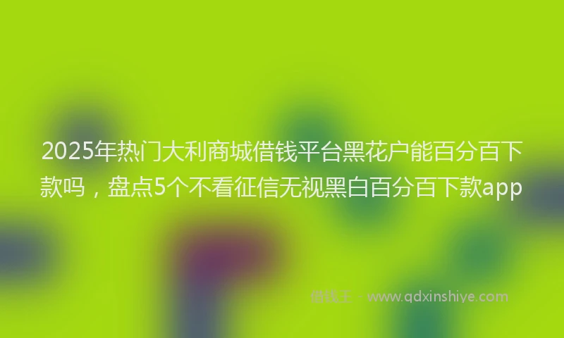 2025年热门大利商城借钱平台黑花户能百分百下款吗，盘点5个不看征信无视黑白百分百下款app