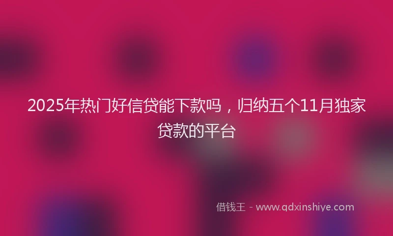 2025年热门好信贷能下款吗，归纳五个11月独家贷款的平台