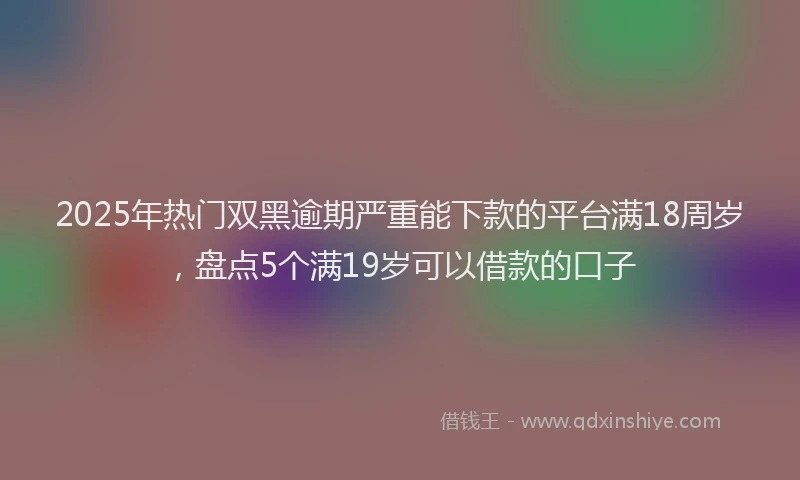 2025年热门双黑逾期严重能下款的平台满18周岁，盘点5个满19岁可以借款的口子